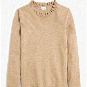 J crew 100% Cotton Ruffleneck sweater, Heather Mushroom, size XXS
